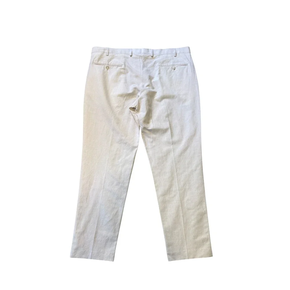 J.Crew Ludlow Mens Beige Cotton Linen Blend Suit Pants Trousers 38x32 Slim Fit